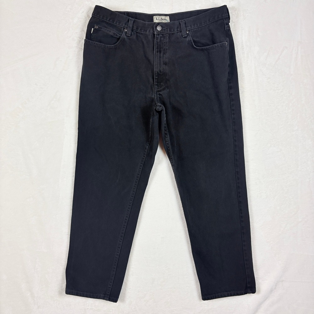 LL Bean Jeans Men Sz 38x29 Black Classic Fit Denim Straight Leg Cotton